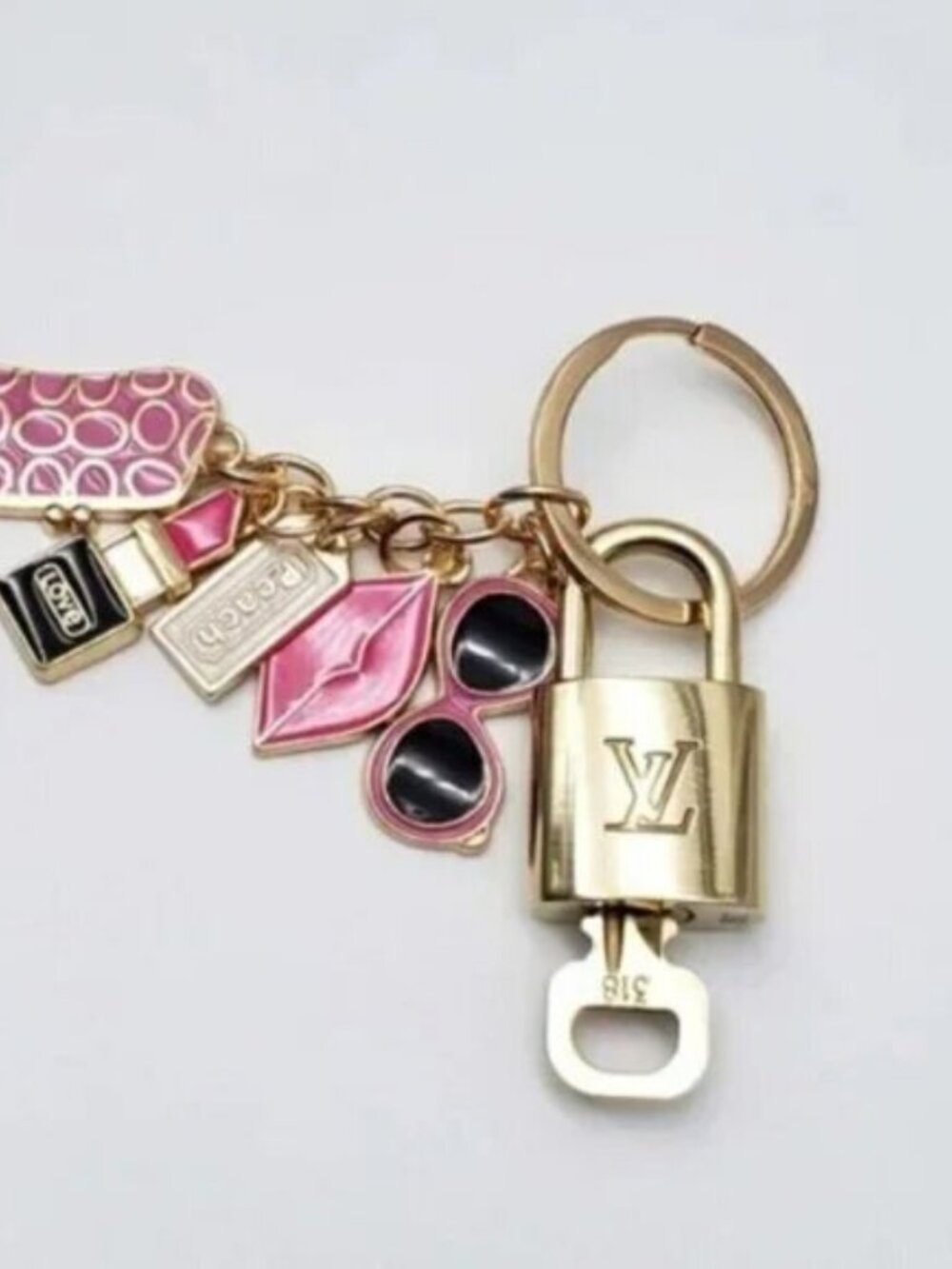 Authentic Louis Vuitton Lock & Key Gold ✨ Unbranded Keychain Bag Charm LV